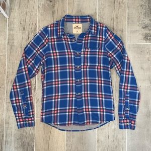 Hollister Men’s flannel blue/pink plaid